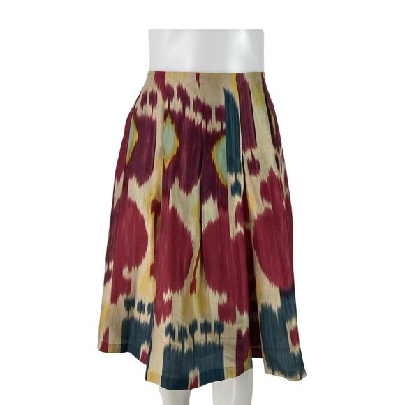 Lauren Ralph Lauren modern Maasai watercolor 100% silk skirt pockets women’s 12 - Picture 3 of 8
